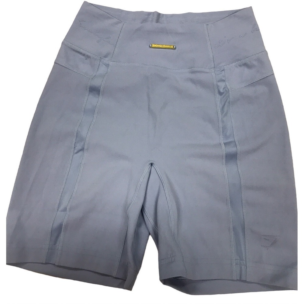GymShark x Whitney Simmons Cycling Shorts Womens Small Sky Blue Metal Tab
